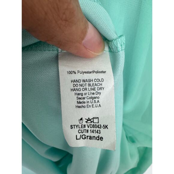 PinkBlush Maternity Mint Green Ruffle Neck Dress Size Large - Picture 4 of 5